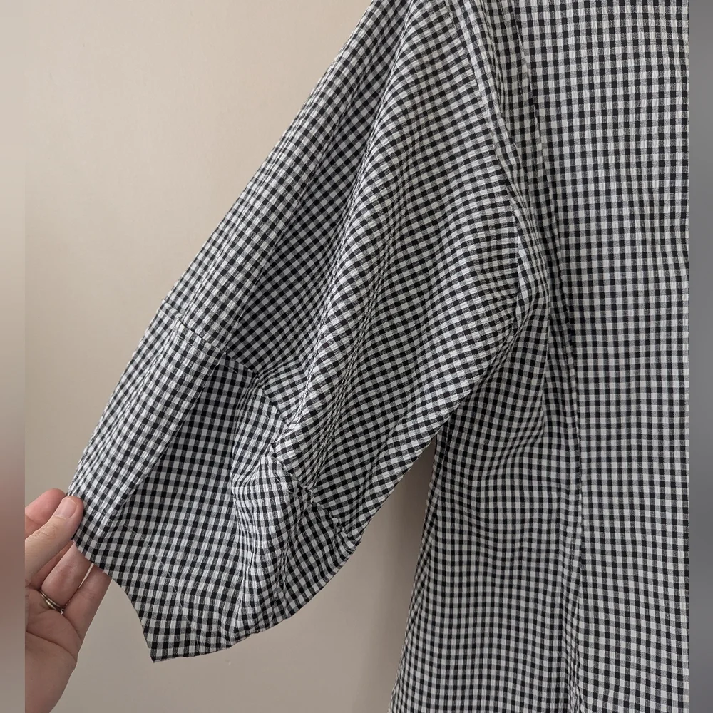 Tuckernuck Pomander Place Black‎ Gingham Malarie Top Puff Sleeve XS